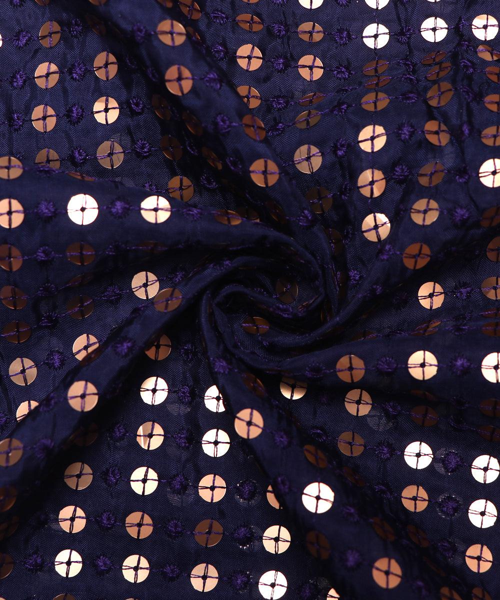navy blue sequin embroidery uppada silk fabric b121 4031
