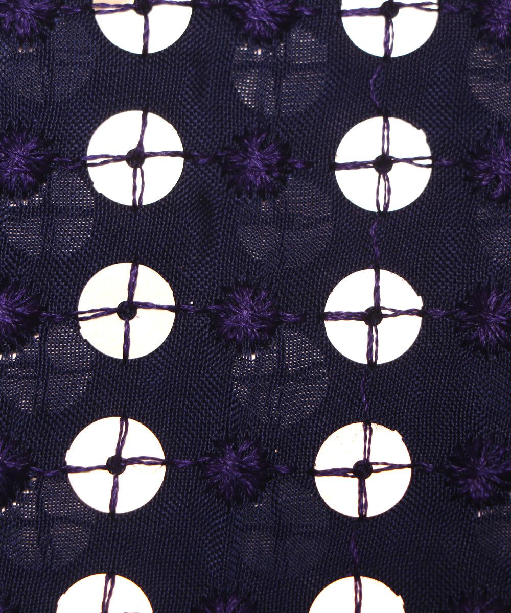 navy blue sequin embroidery uppada silk fabric b121 4031