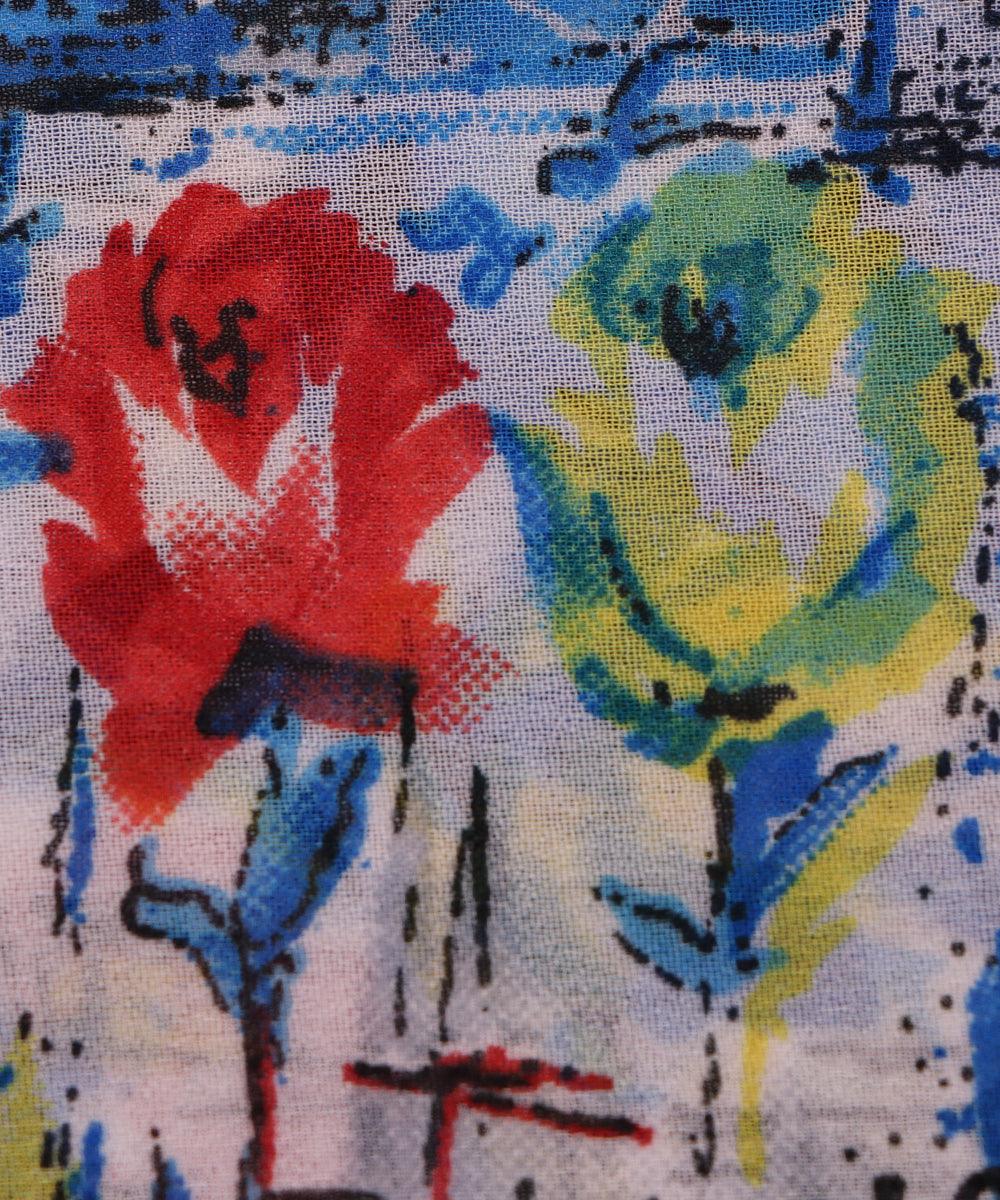 multi floral print georgette fabric