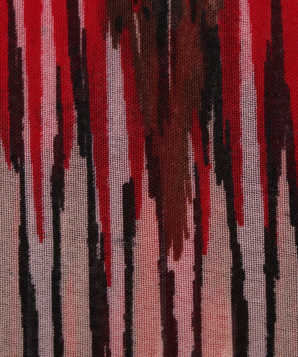 black and red ikat print georgette fabric