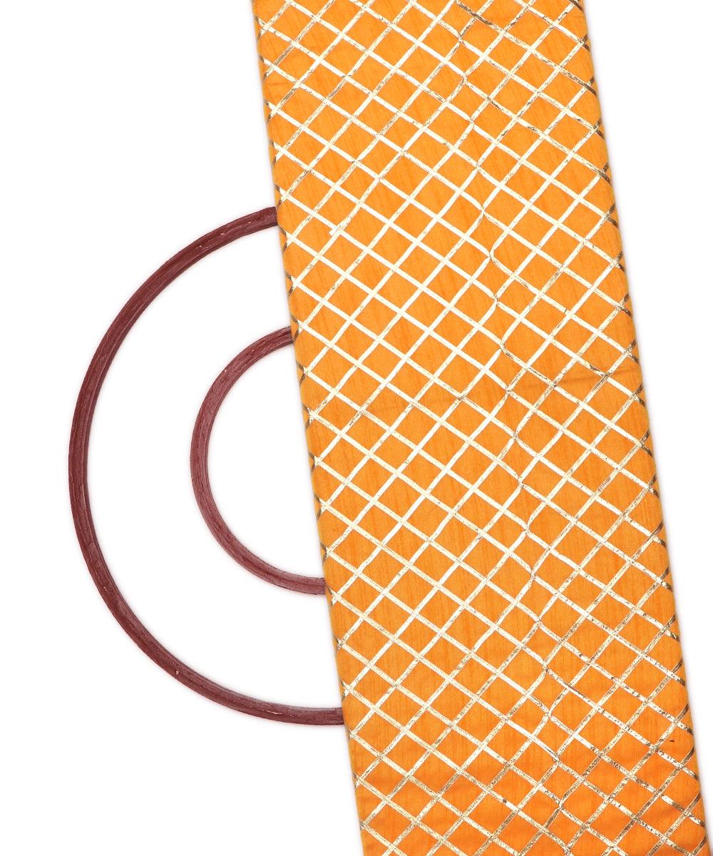 yellow checks pattern gotta raw silk fabric