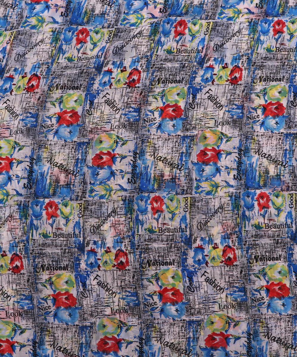 multi floral print georgette fabric