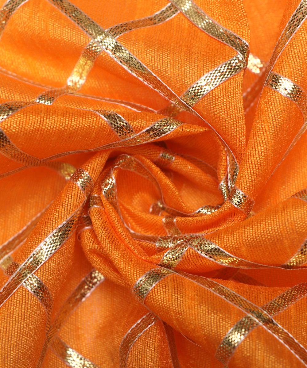 yellow checks pattern gotta raw silk fabric