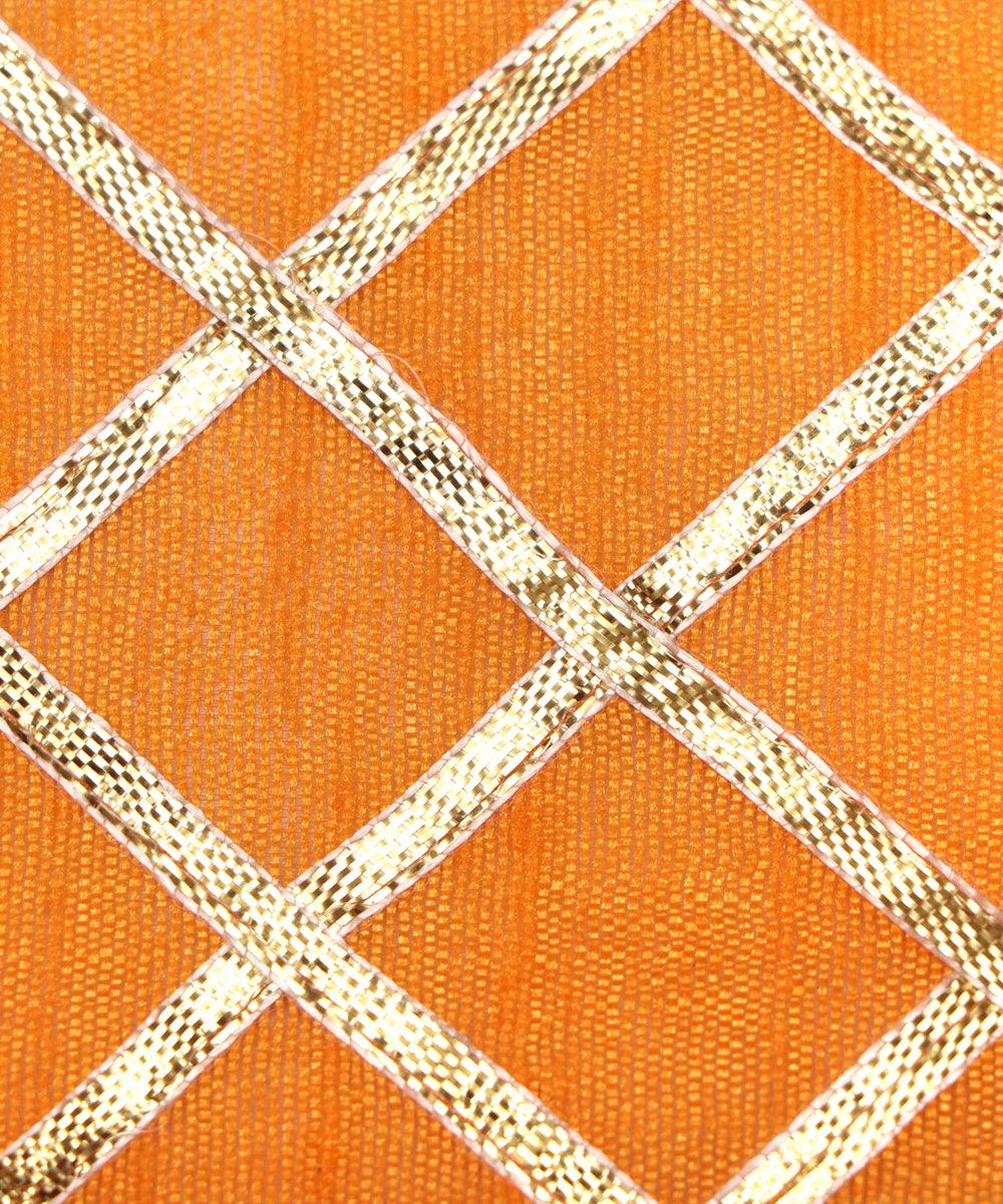 yellow checks pattern gotta raw silk fabric