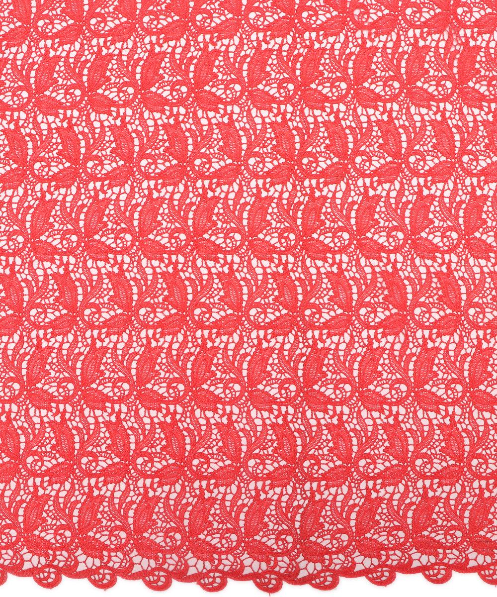 coral leaf print crosia fabic
