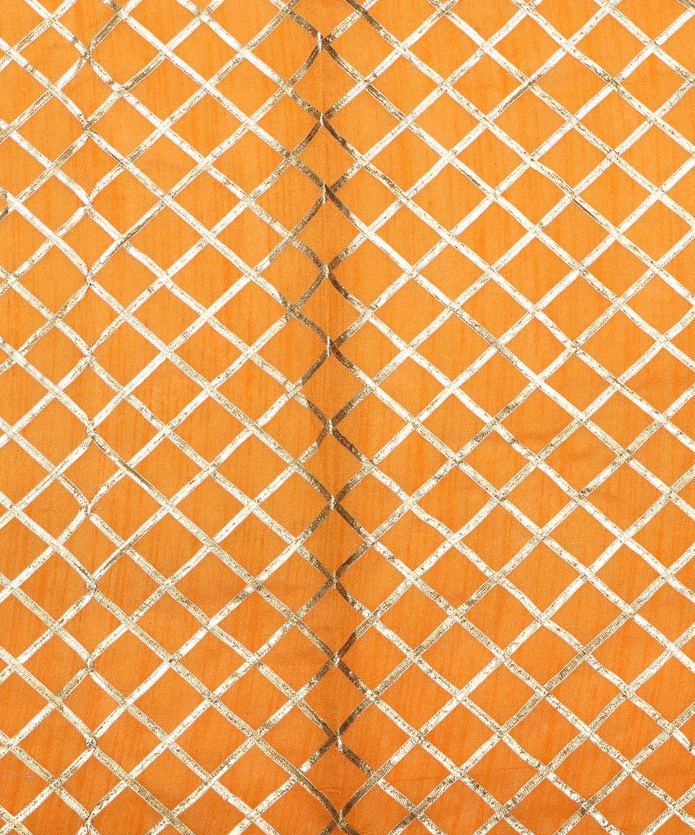 yellow checks pattern gotta raw silk fabric