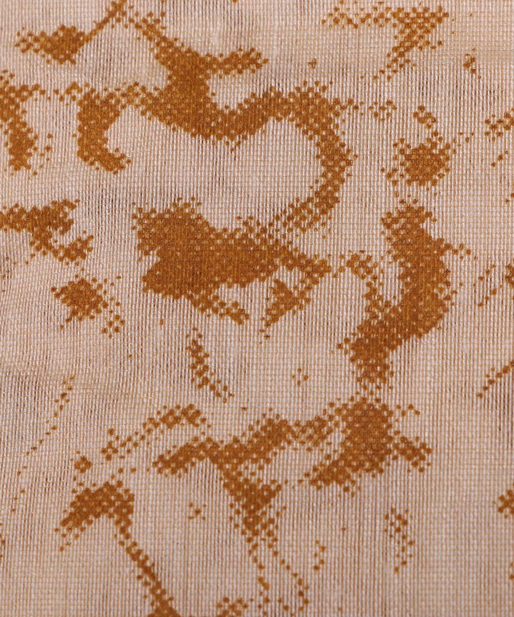 off white unique pattern chanderi silk fabric
