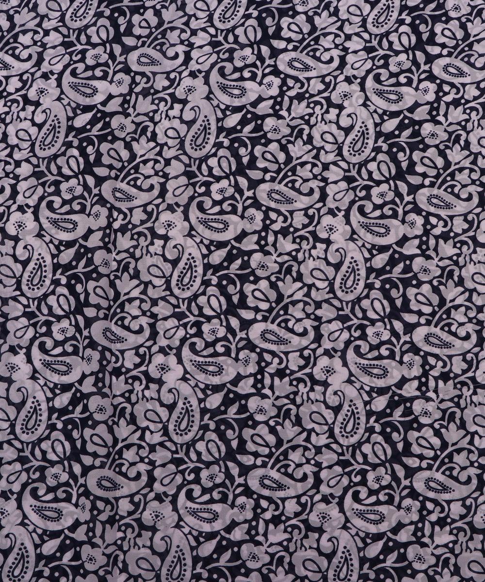 black floral print georgette fabric