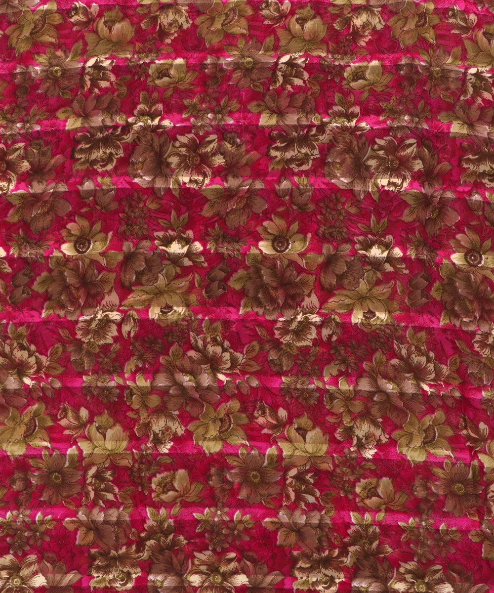 pink and brown floral print georgette fabric b103 4315