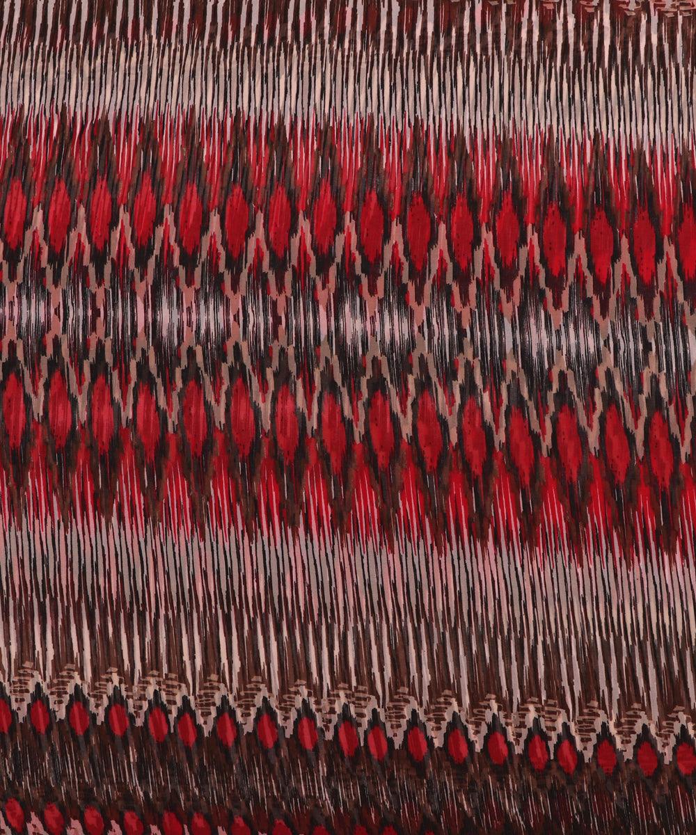 black and red ikat print georgette fabric