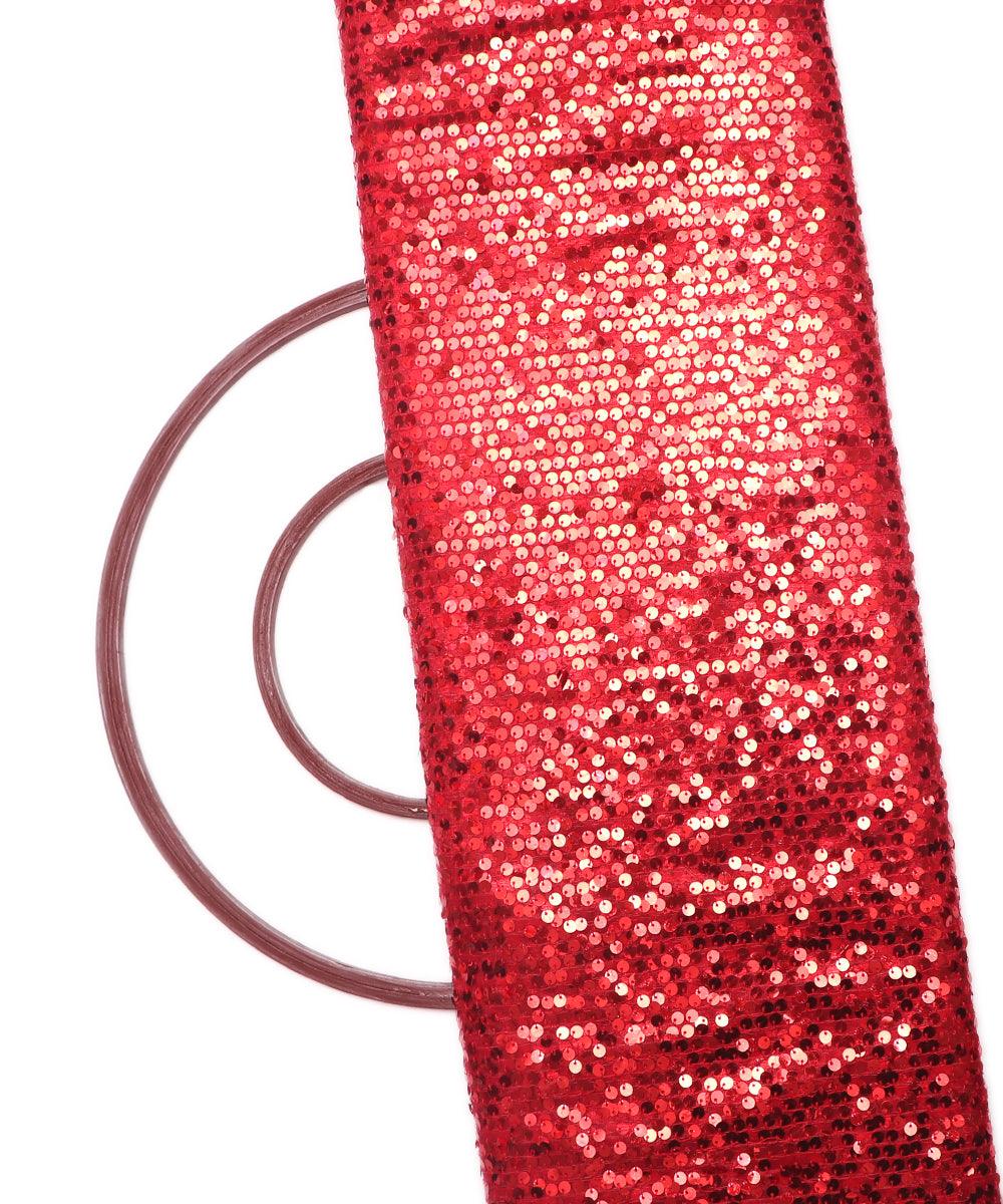red sequin net embroidery fabric
