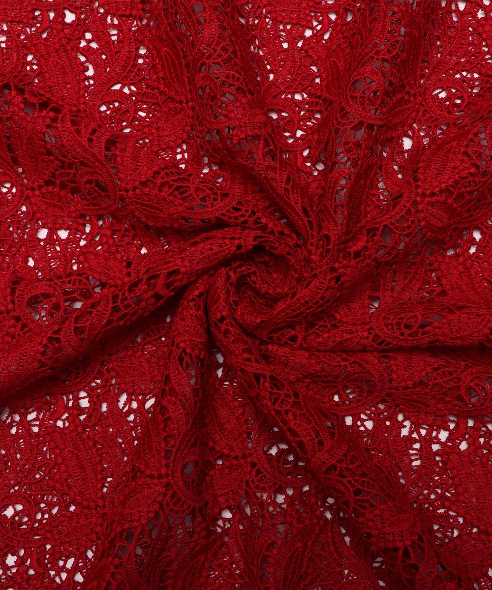 maroon leaf pattern crosia fabic b145 3820