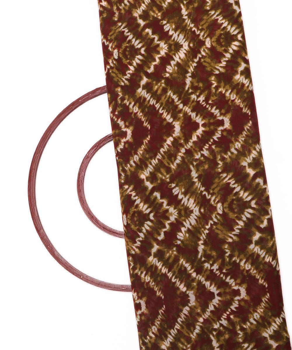 brown and mustard yellow tye dye print georgette fabric b103 4300