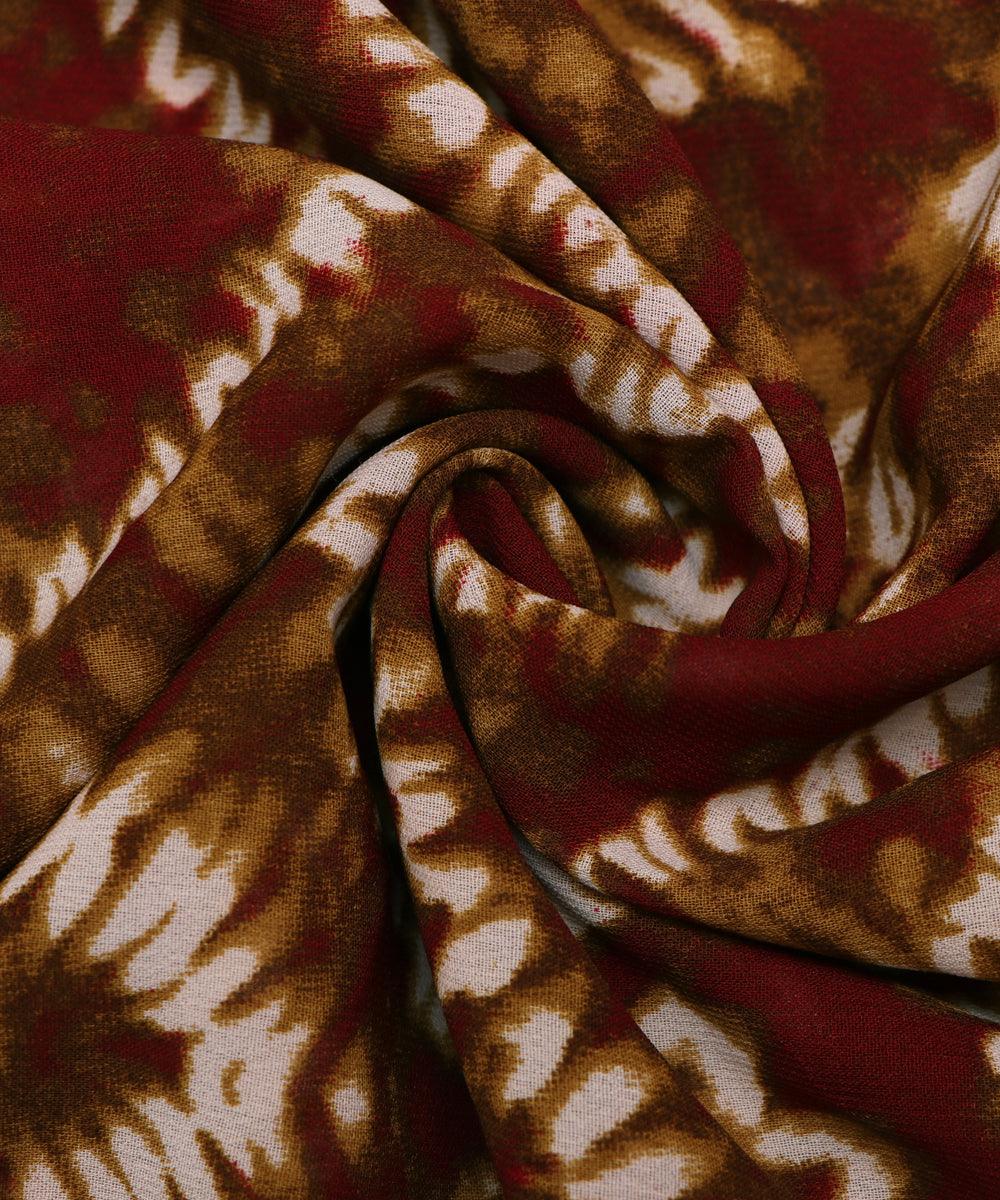 brown and mustard yellow tye dye print georgette fabric b103 4300