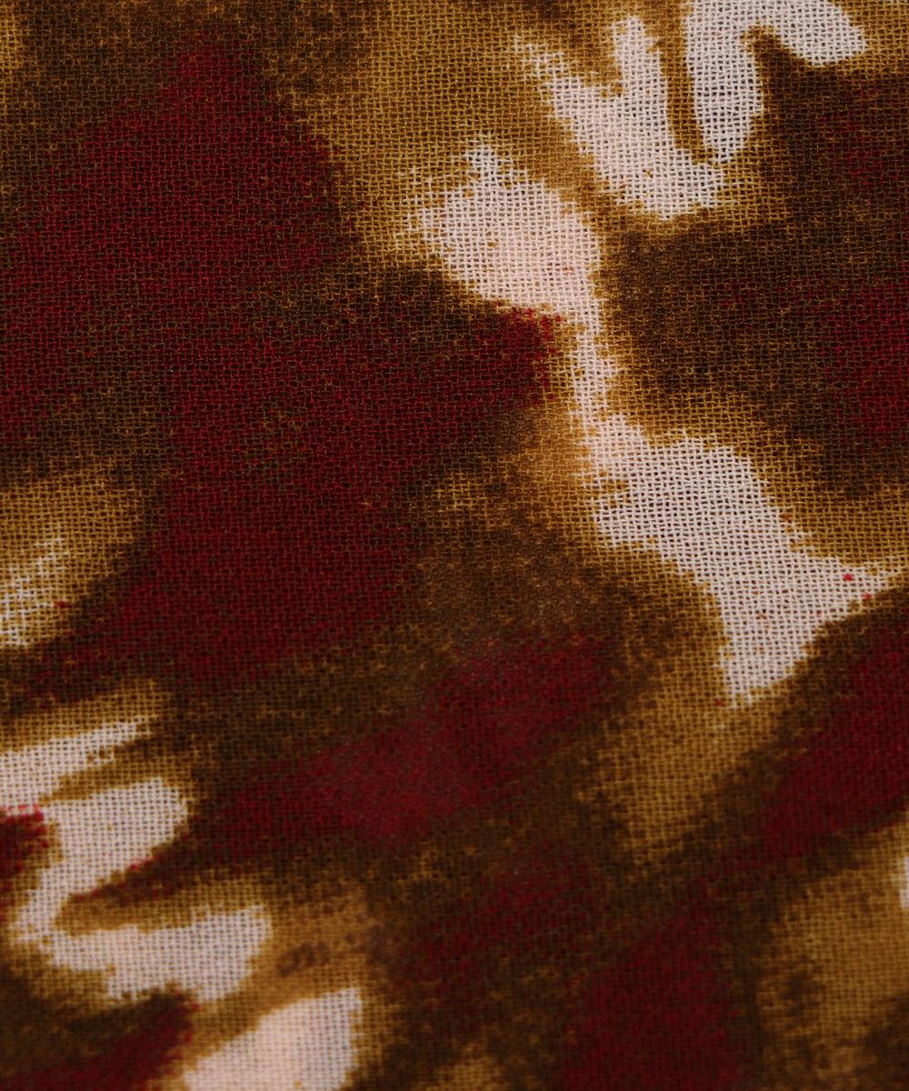 brown and mustard yellow tye dye print georgette fabric b103 4300