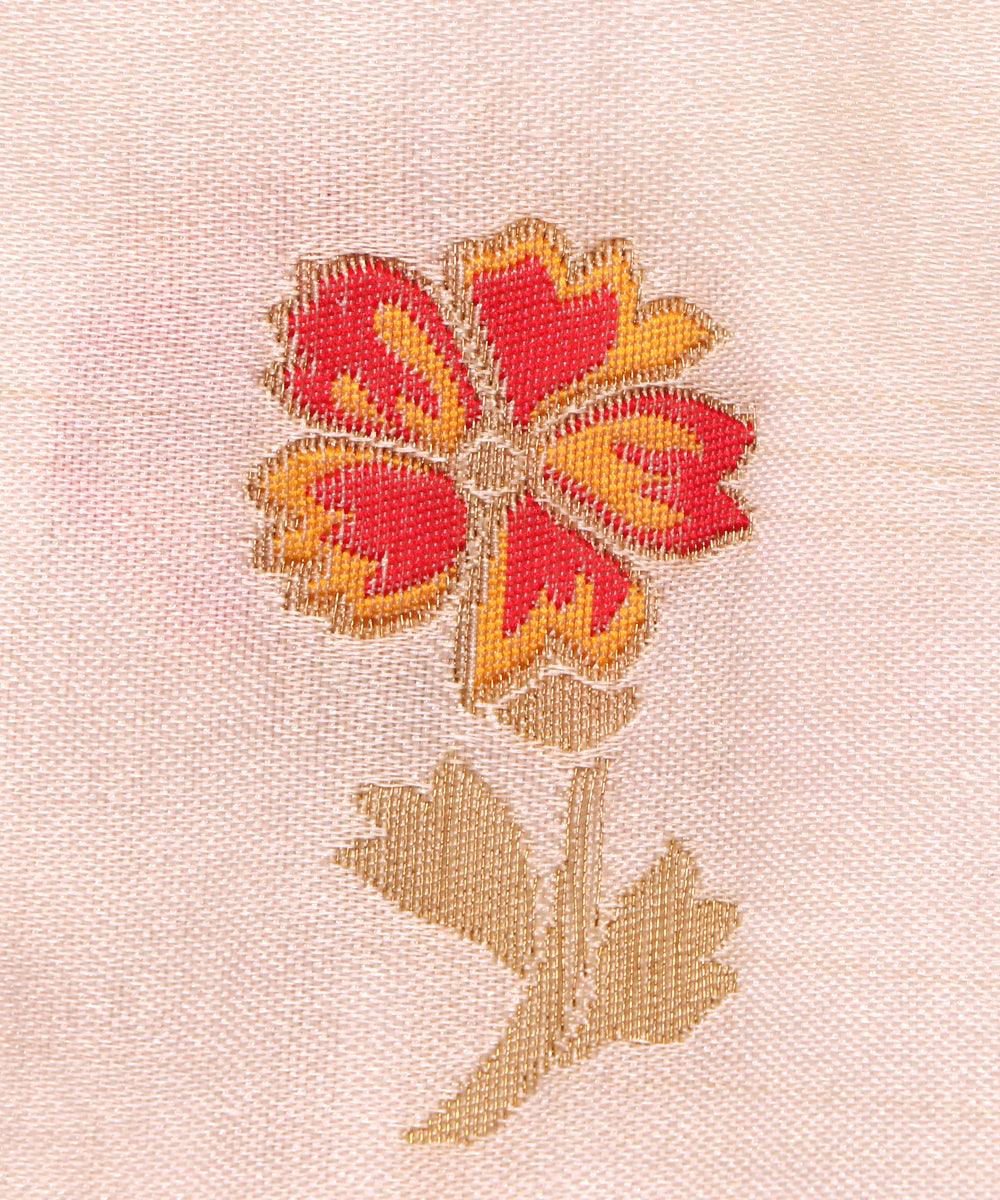 white and red floral pattern pure dyeable banarasi silk fabric b135 4277