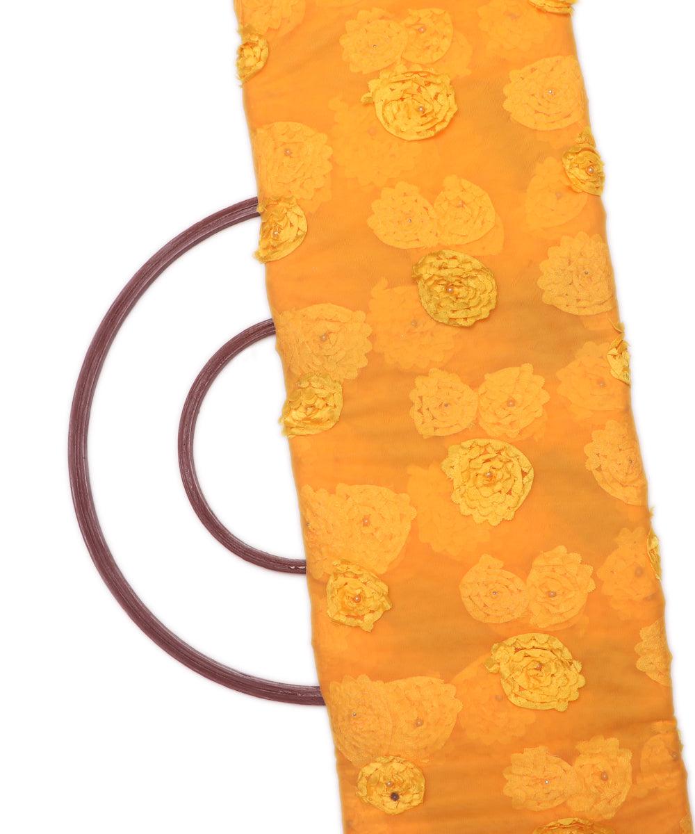 yellow floral net embroidery fabric b131 3473