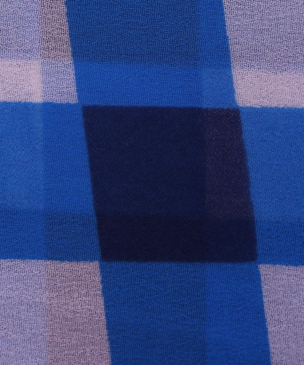 blue and white checks print georgette fabric b103 4298