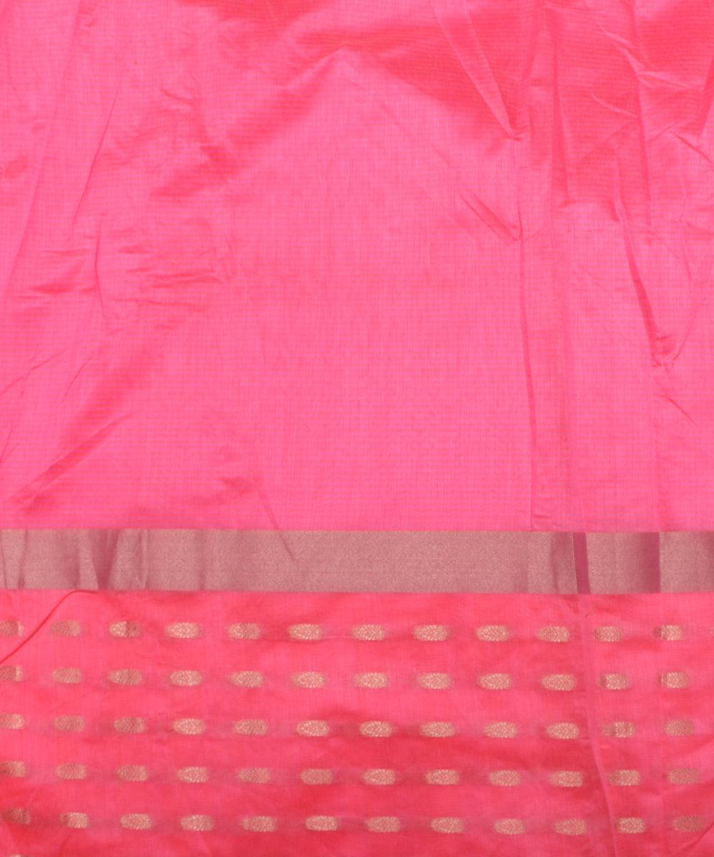 pink polka chanderi silk fabric