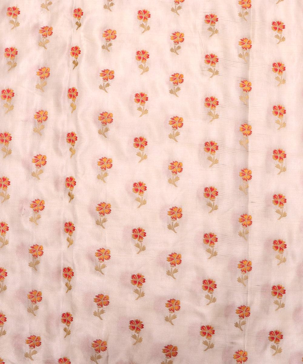 white and red floral pattern pure dyeable banarasi silk fabric b135 4277