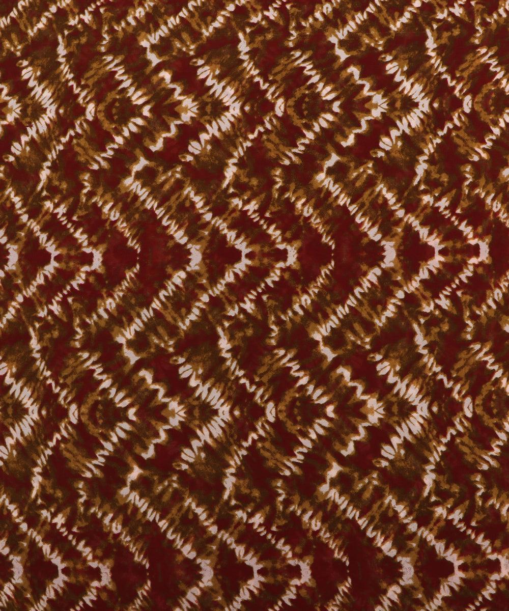 brown and mustard yellow tye dye print georgette fabric b103 4300