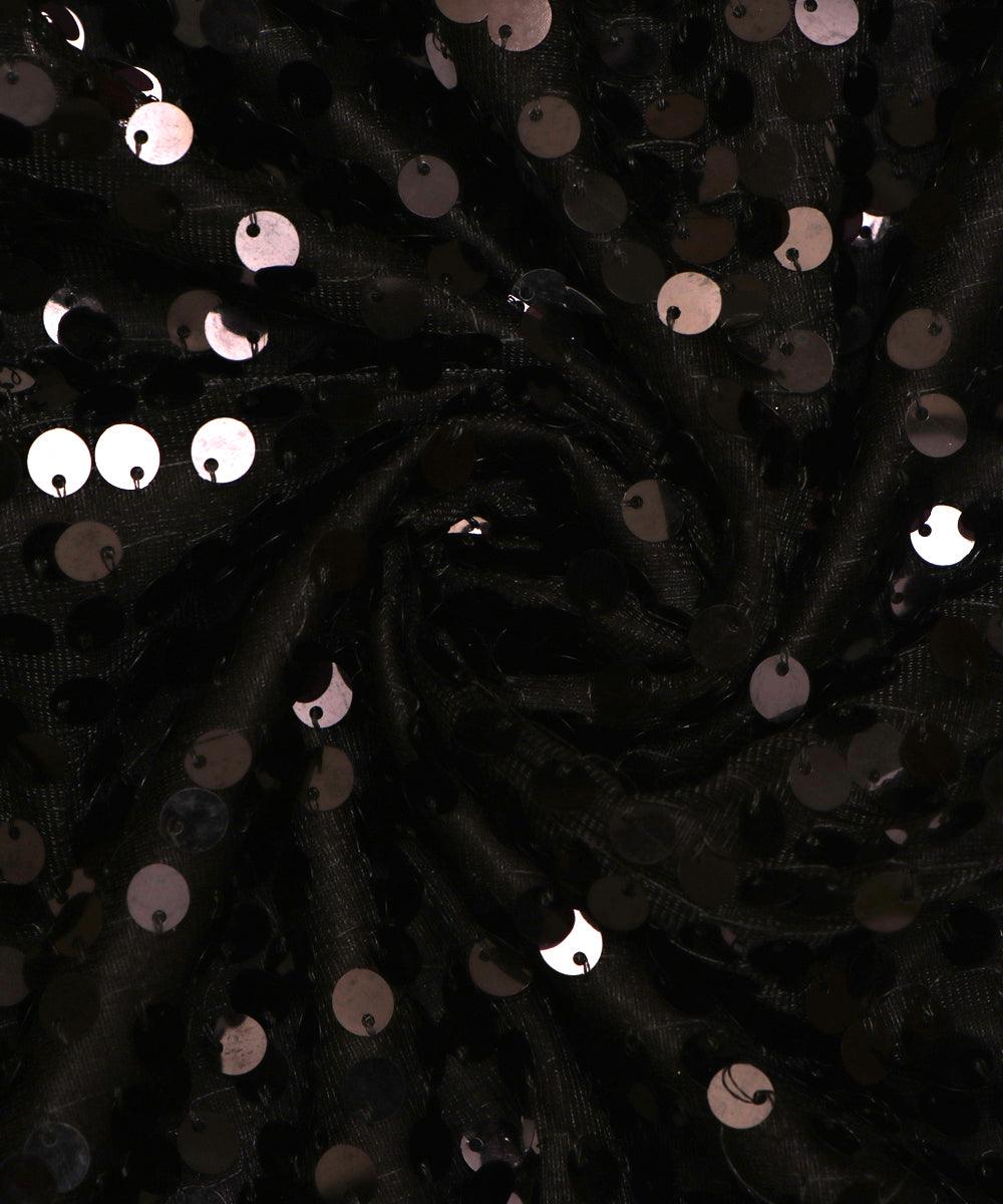 black sequin net embroidery fabric 1