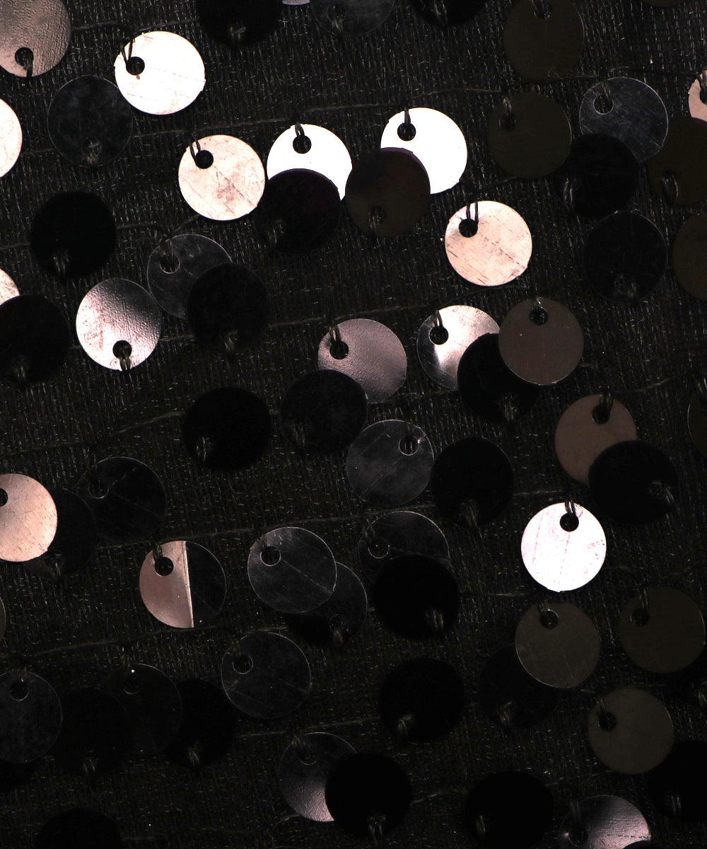 black sequin net embroidery fabric 1