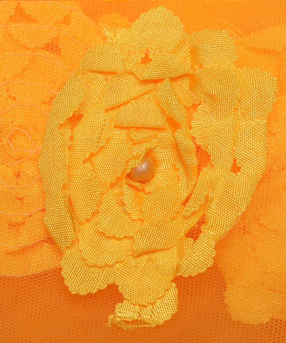 yellow floral net embroidery fabric b131 3473