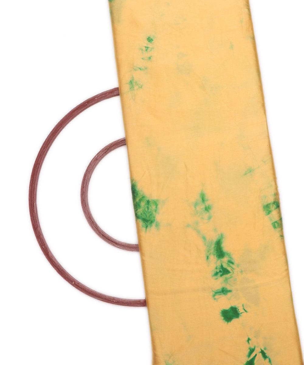 yellow and green batik print satin fabric o100 5332