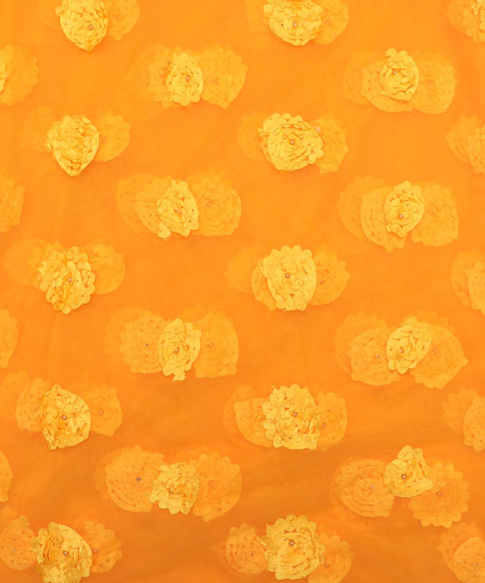 yellow floral net embroidery fabric b131 3473