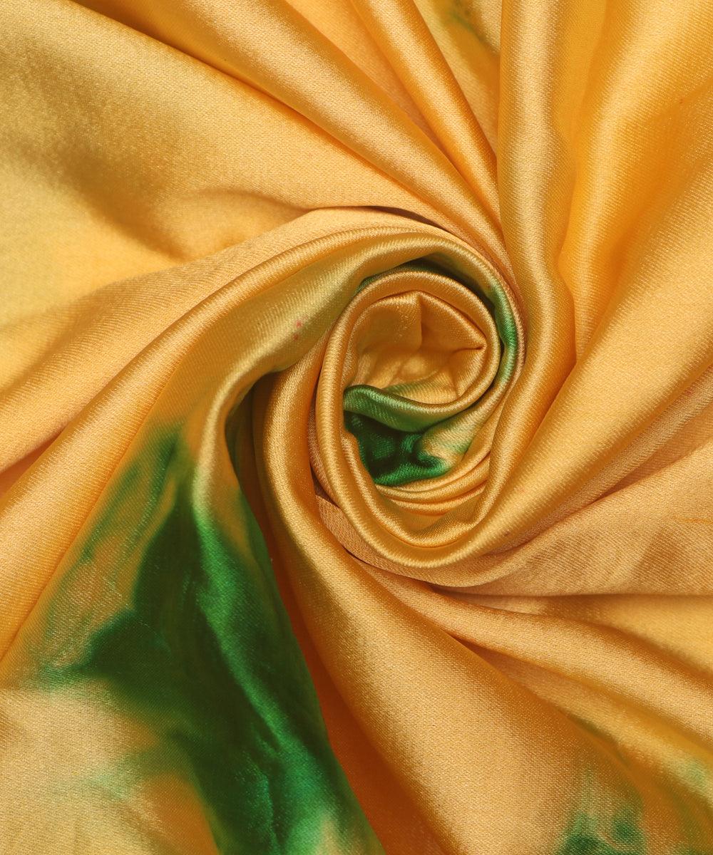 yellow and green batik print satin fabric o100 5332