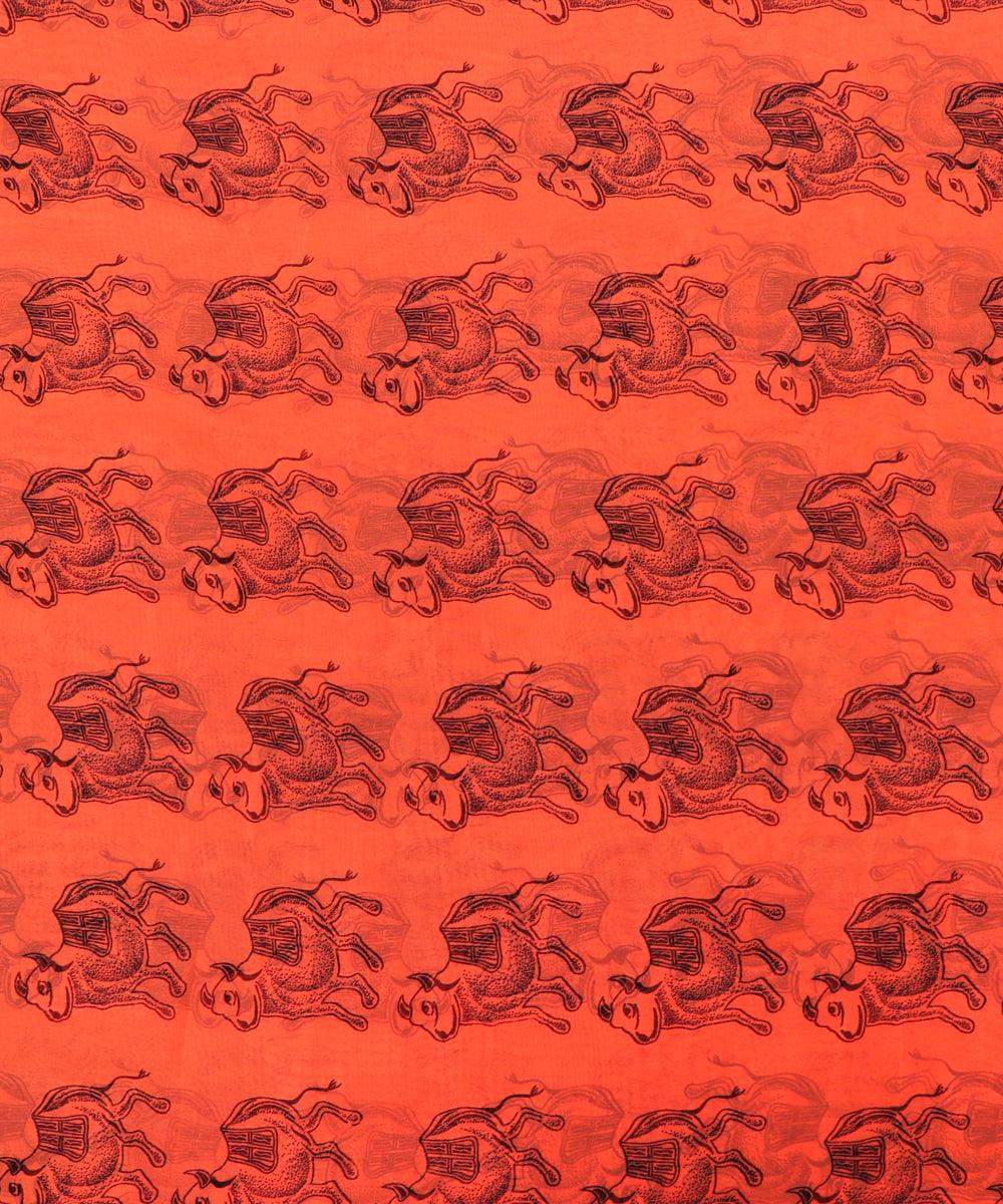 peach animal print georgette fabric