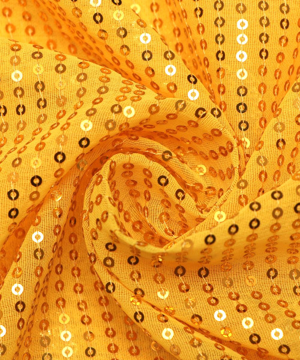 yellow sequin georgette embroidery fabric b103 7913