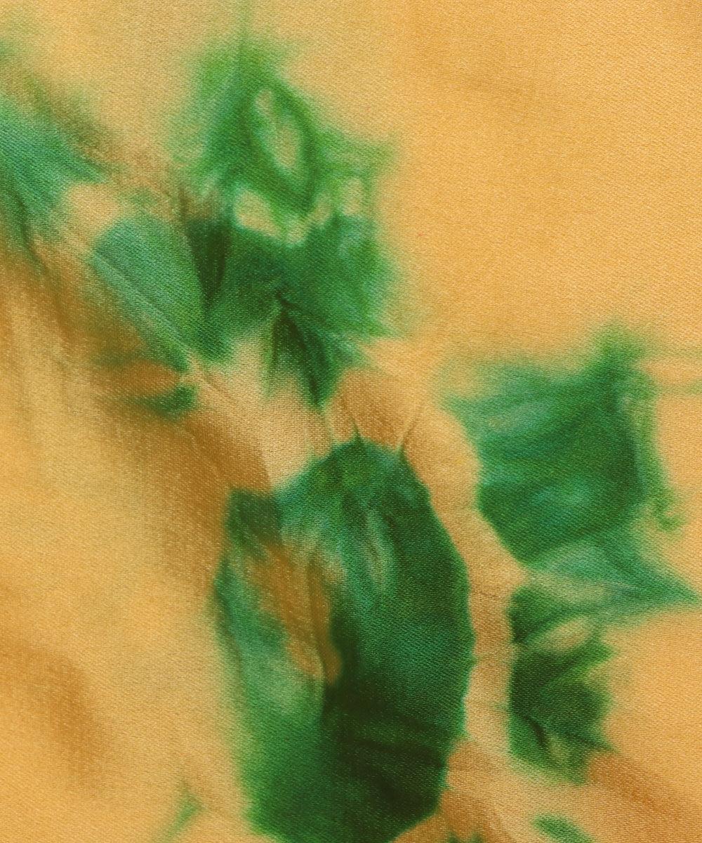 yellow and green batik print satin fabric o100 5332