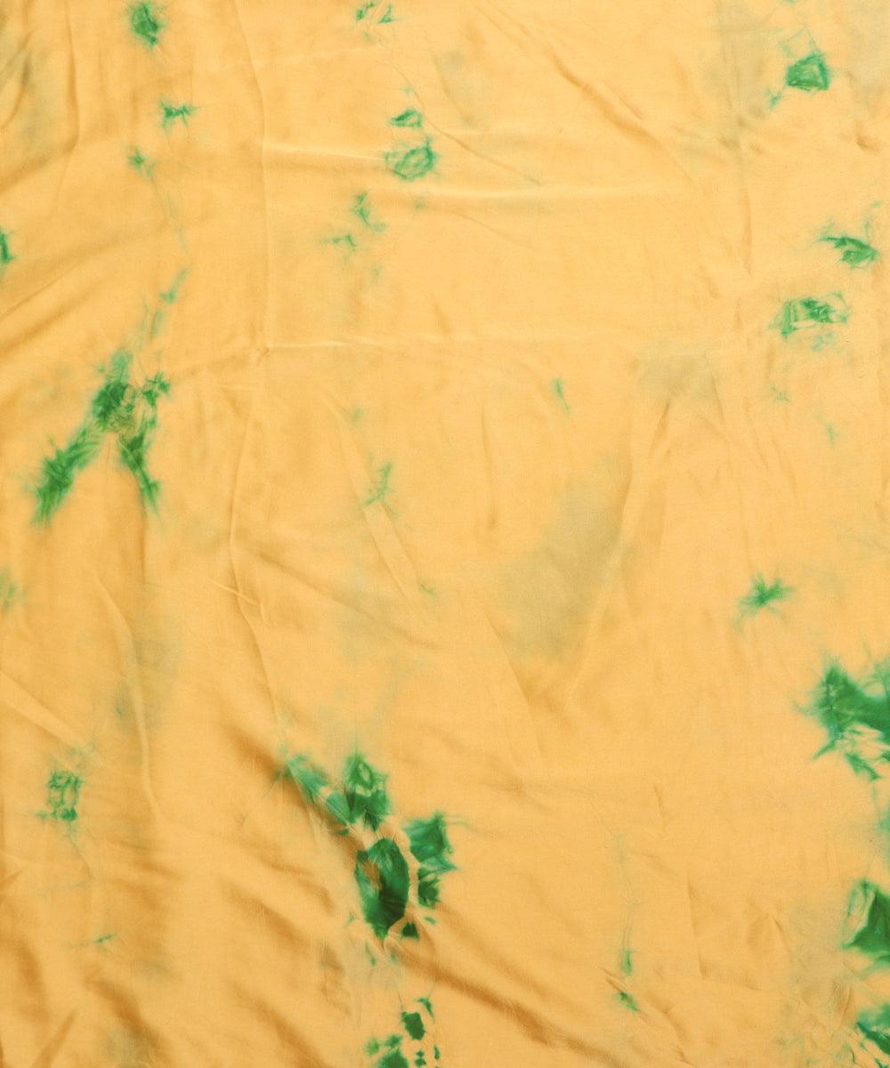 yellow and green batik print satin fabric o100 5332