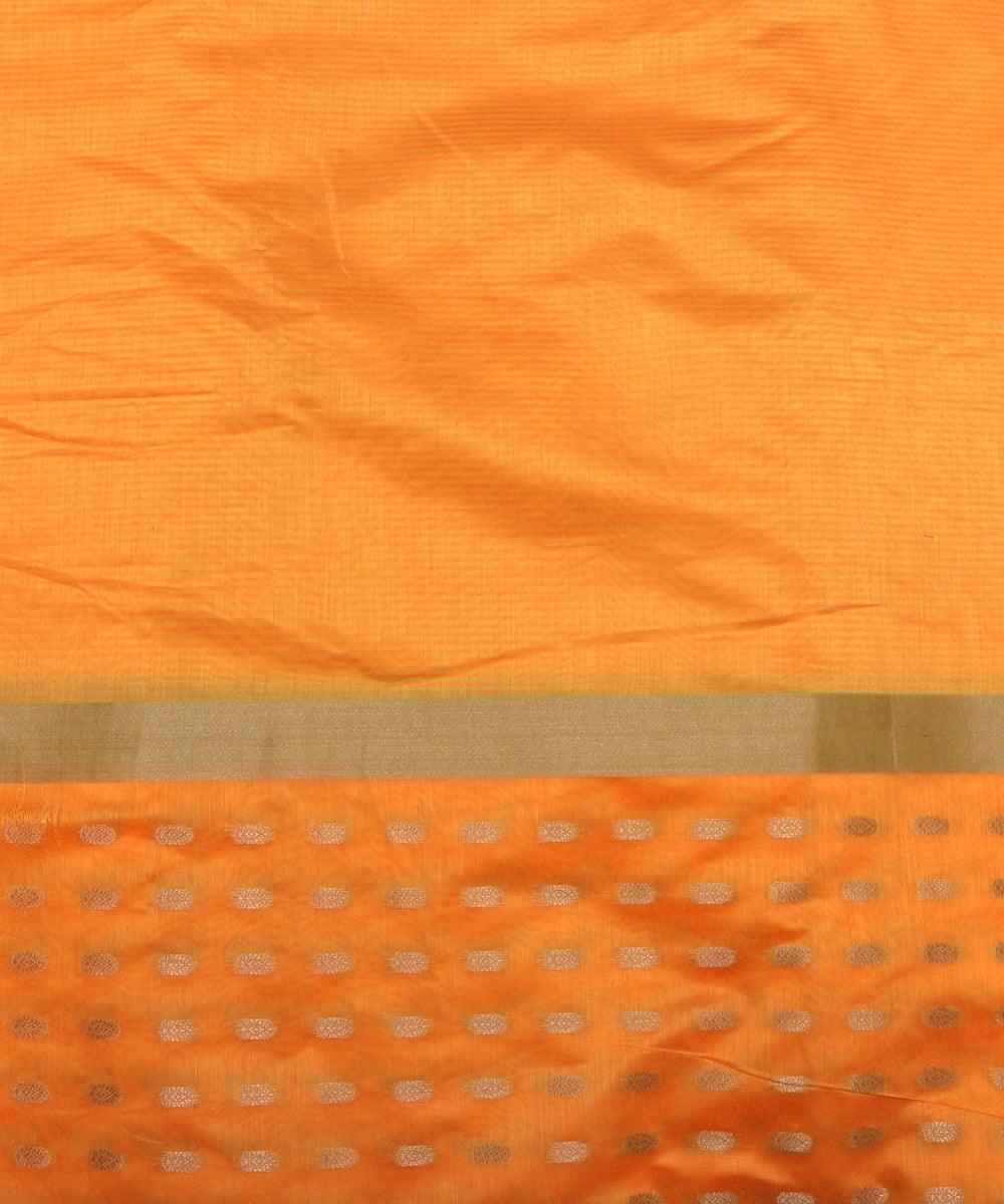 yellow polka pattern chanderi silk fabric