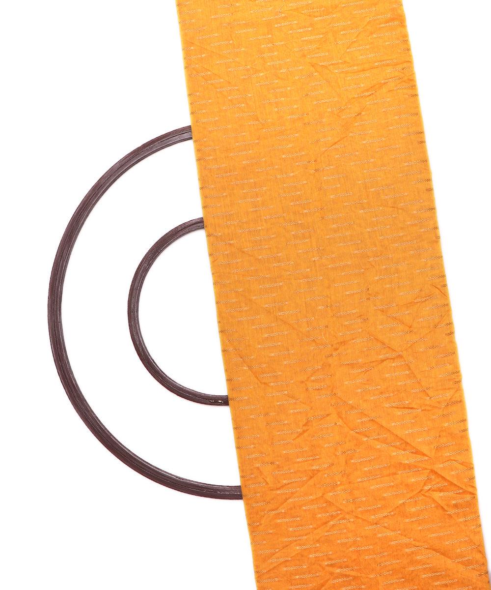 yellow geometric pattern chanderi silk fabric