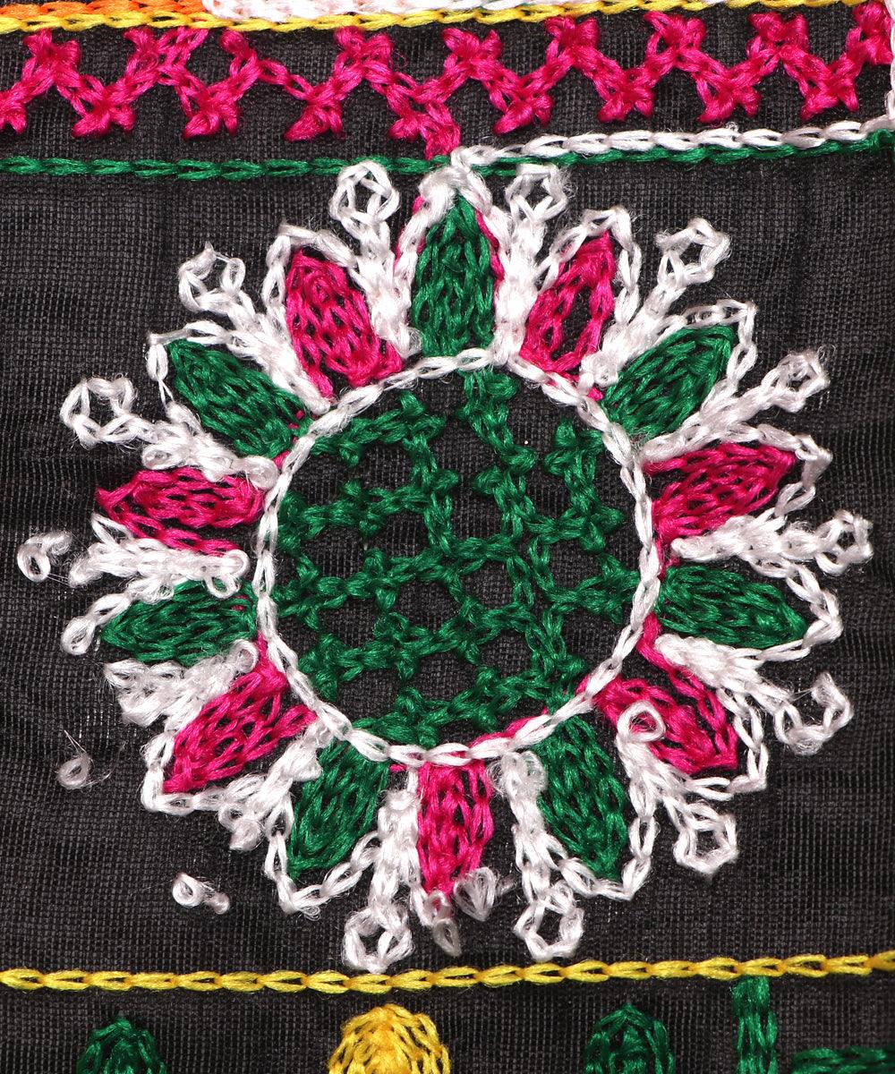 black raw silk embroidery fabric