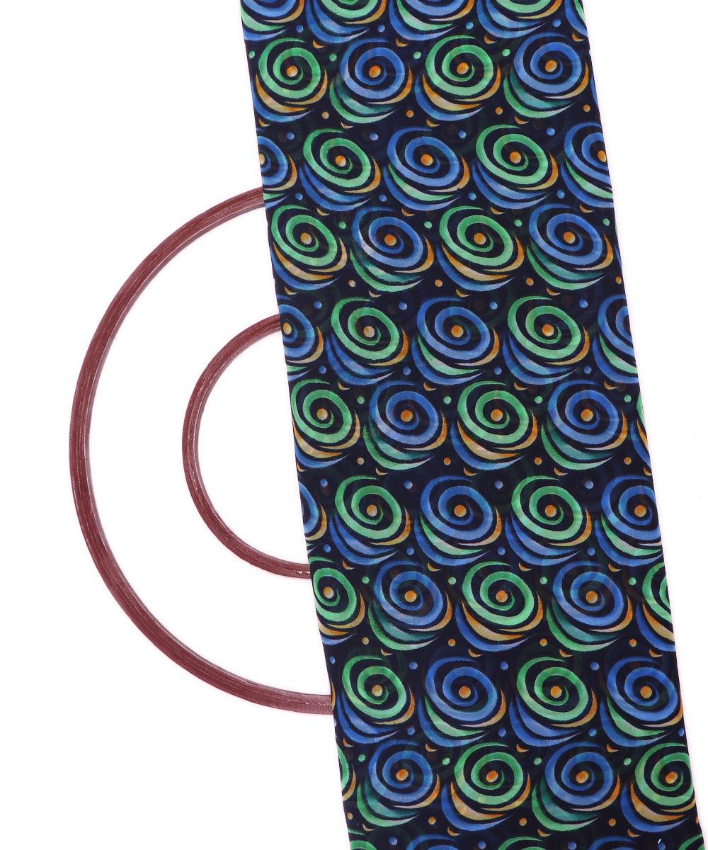 black and blue geometric print georgette fabric b103 4304