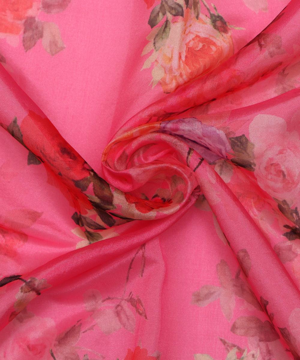 Pure, Embroidered, Floral, Silk Organza Fabric