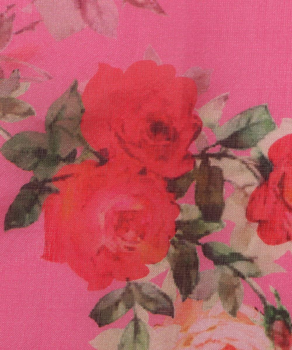 Pure, Embroidered, Floral, Silk Organza Fabric