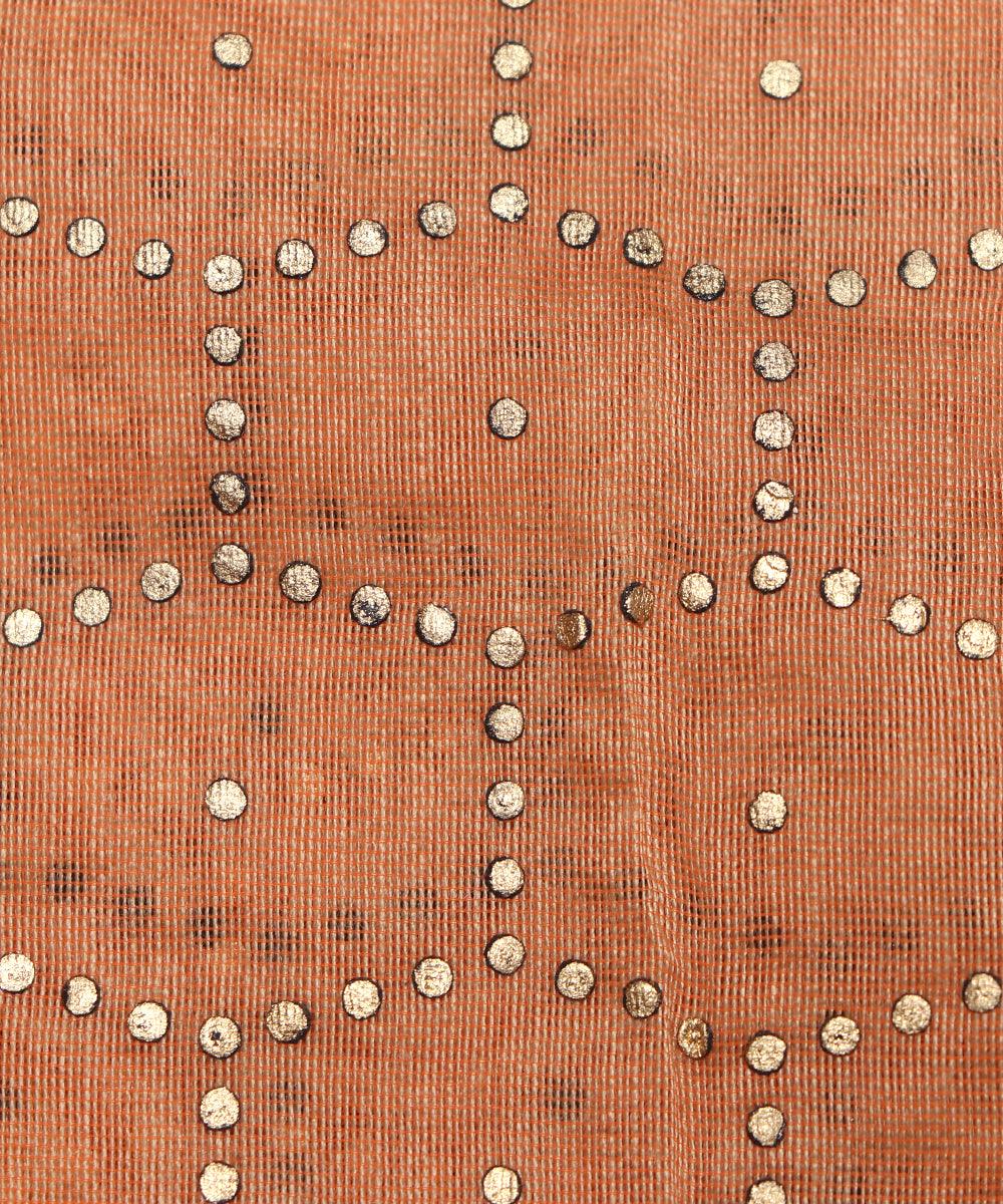 rose gold dots pattern chanderi silk fabric