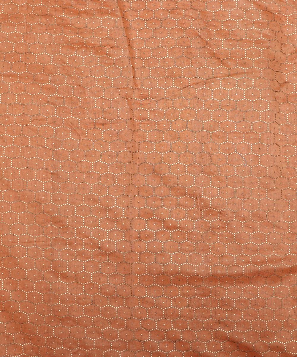 rose gold dots pattern chanderi silk fabric