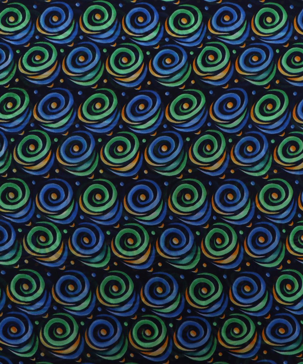 black and blue geometric print georgette fabric b103 4304