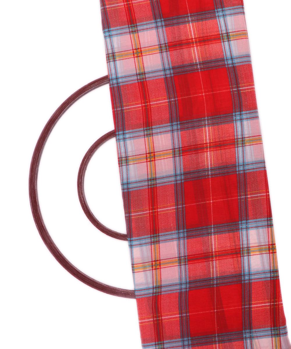 red and white checks print georgette fabric b103 4306