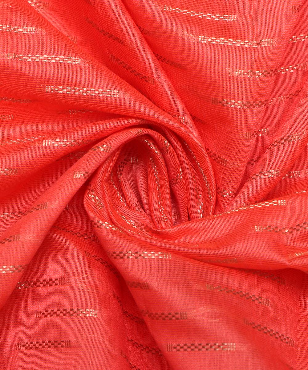 red geometric pattern chanderi silk fabric