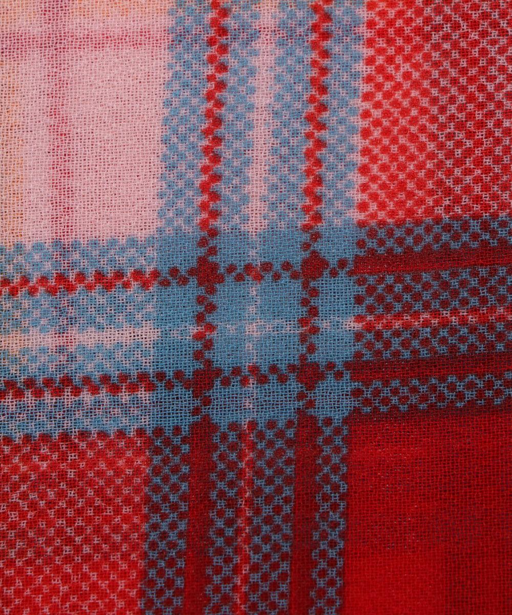 red and white checks print georgette fabric b103 4306