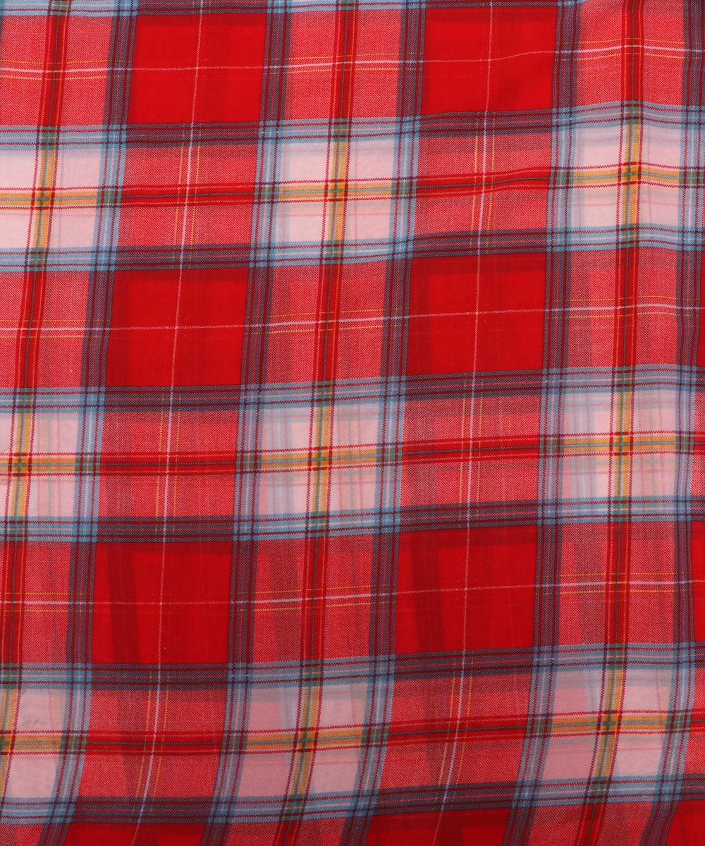 red and white checks print georgette fabric b103 4306