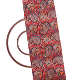 Rust Red Colour Paisley Floral Pattern Kalamkari Chanderi Silk Fabric