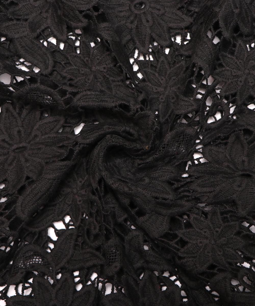 black floral pattern crosia fabic